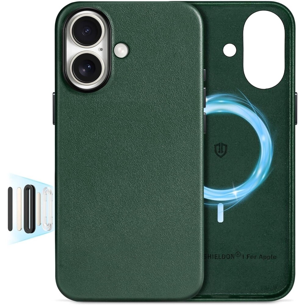 Shieldon Case for Iphone 16 Genuine Leather Magnetic Wireless Charging Slim